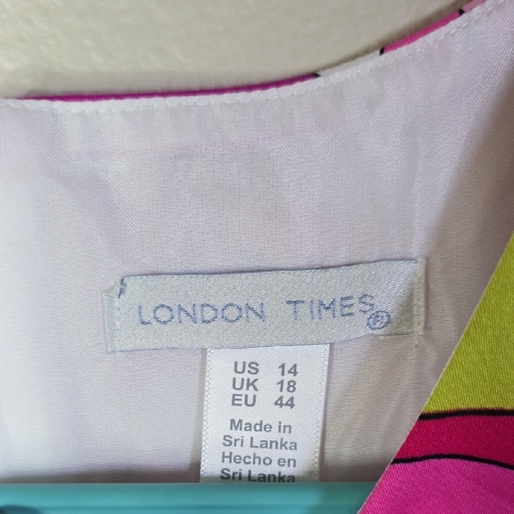 London Times Pink and Green Mini Dress - Picture 2 of 8